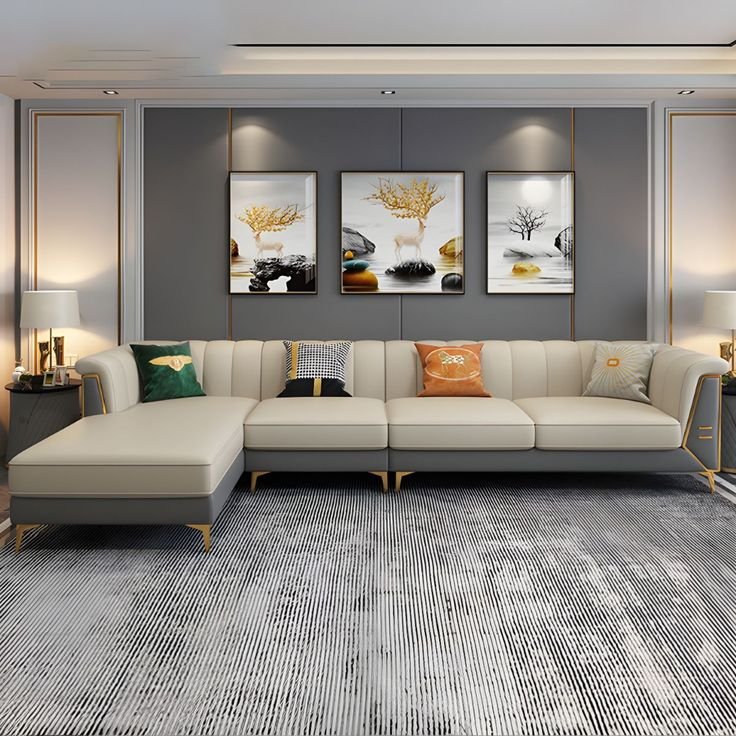 Brown channel tufted L-shaped sofa with wide seat for sofa repair and custom work in Ghaziabad