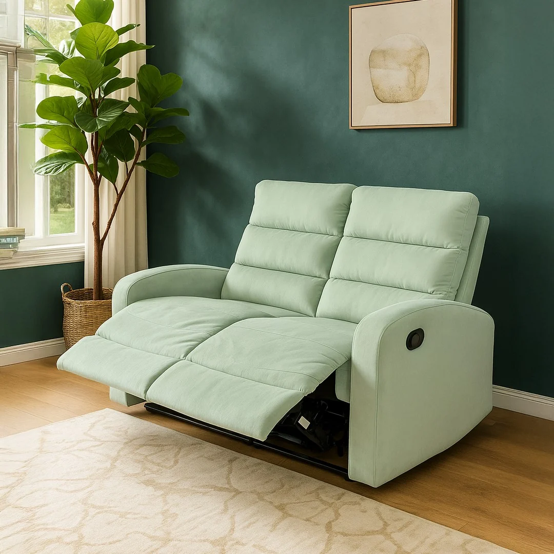 Two seater sofa with channel back and wide arms made in Ghaziabad
